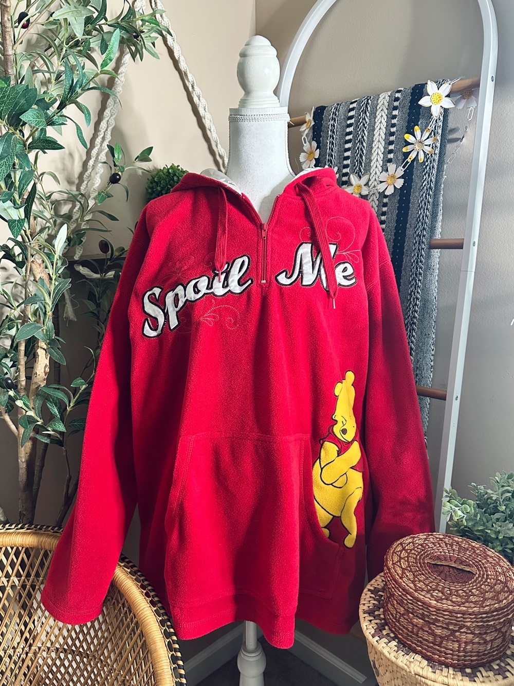 Vintage Y2K Disney Store Winnie the Pooh "Spoil Me" Fleece Zip Hoodie 3X Plus
